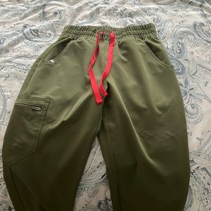 Figs Zamora high waisted jogger scrub pants limited edition olive green size xs